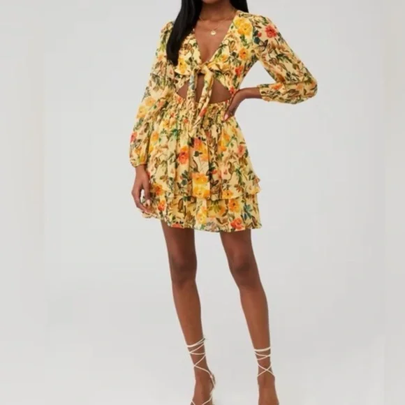 Rays for days laurel Yellow Floral Long Sleeve Dress size XS - Picture 11 of 11